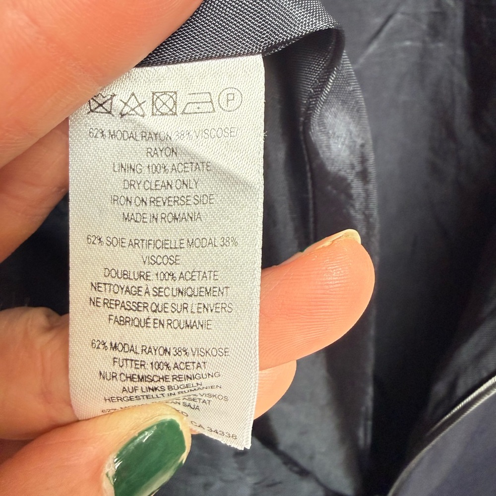 French Connection | Satin Navy Midi Skirt – Minimalist Parisian | Size 2 - Picture 10 of 11